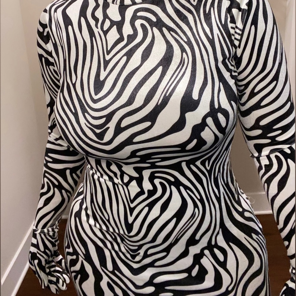 Velvet gloved zebra print dress!